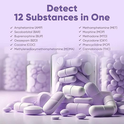 Prime Screen Drug Test 12 Panel Kits (AMP/BAR/BUP/BZO/COC/MET/MDMA/MTD/OPI/OXY/PCP/THC) - Self Check Highly Sensitive Urine Dip Testing - WDOA-6125 (25 Pack)