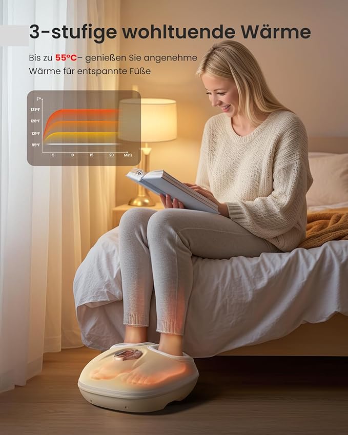RENPHO Foot Massager Machine with Heat [2026 Upgraded], Shiatsu Foot Massager for Plantar Fasciitis, Birthday Gifts for Women Men, Cordless Control, Exclusive Voice Control, Beige