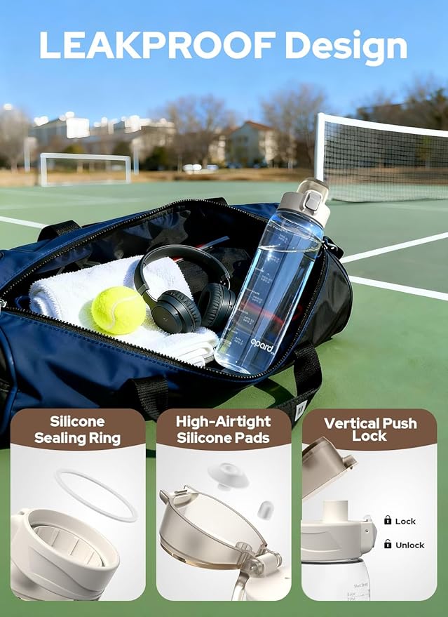 Opard 30oz/32oz Sports Water Bottle with Leak Proof Flip Top Lid BPA Free Tritan Reusable Plastic for Gym and Outdoor, Travel Water Bottle