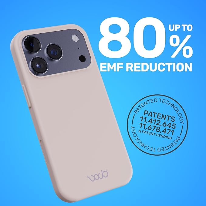 WAVEBLOCK EMF Protection Silicone iPhone Case Compatible with iPhone 17 Pro, Radiation Blocker, 5G Shield Reduction, Lightweight, USA Patented and Tested in FCC Lab, Stone