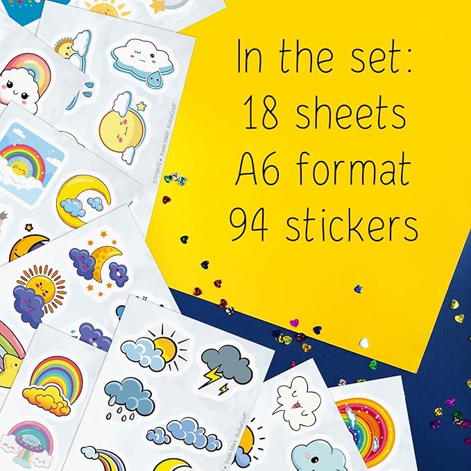 BulbaCraft Cloud Stickers, Rainbow Stickers for Water Bottles, Cloud Stickers, Cloud Birthday Party Decorations and Supplies, Rainbow Party suppliess, Gifts for Women & Men