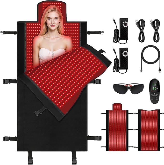 LITDUCK Body Red Light Therapy Mat, Eligible Red Light Therapy Blanket, 2in1 LEDs(660nm& 850nm), Premium Leather, Adjustable Timer & Intensity 36.3"*15.8" (2570leds)