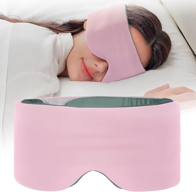 Sleep Mask,Eye Masks for Sleeping,for Women/Men/Nap/Travel/Yoga, Dual-Side Blackout Eye Covers for Side Sleeper,No Strap Desigh,Adjustable Band,Pressure-Free,Wrapped Around Pink