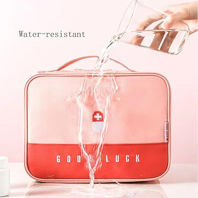 Travel Medicine Bag Pill Bottle Organizer Storage Pouch Medication Carrying Case Carrier for Traveling Medical Supplies, Medications, Pills, Bottles, Vitamins, Supplements (Pink)