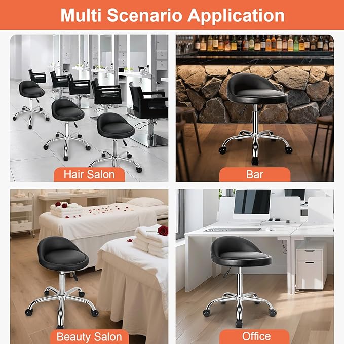 JOSTZHXIN Rolling Stool with Back,Home Office Swivel Chair Height Adjustable, Salon SPA Work Chair Shop Stool