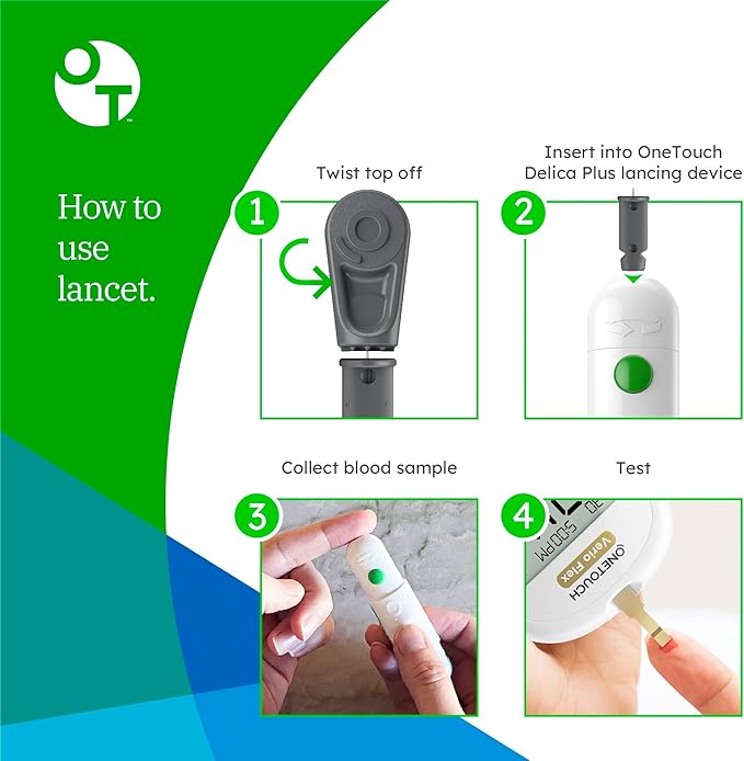 OneTouch Delica Plus Lancets & OneTouch Verio Test Strips Bundle - Includes 30 Test Strips & 30 Lancets - Fine 30-Gauge - Made for Diabetes Testing - Diabetic Supplies for Blood Sugar Monitor