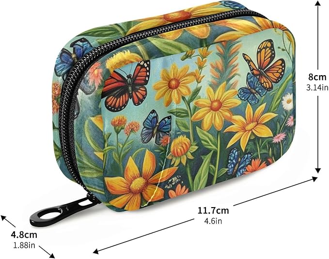 Travel Pill Case Colorful Garden Flowers Weekly Small Pill Box 7 Day Pill Box Pill Organizer Bag