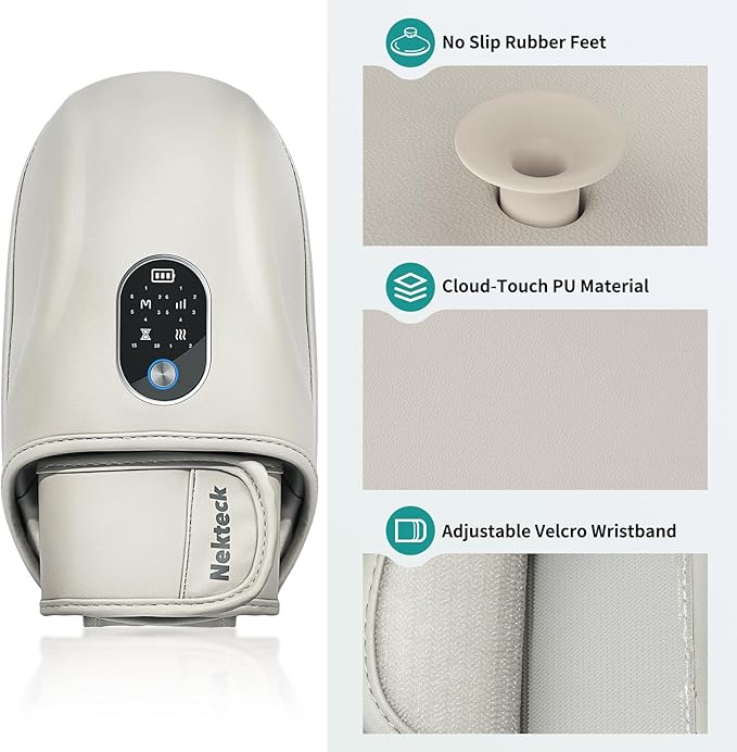Nekteck Hand Massager with Heat and Compression, Cordless Hand Massager for Arthritis and Carpal Tunnel Wrist-to-Fingers Pain Relief for Women Men, Rechargeable