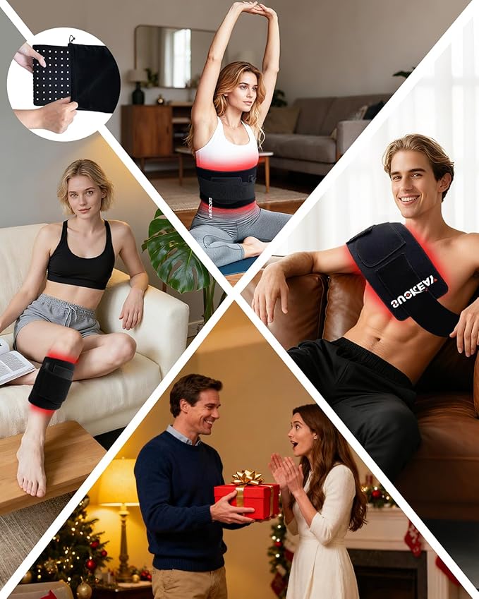 Red Light Therapy Belt Infrared Light Therapy for Body Wearable Wrap with 3-in-1 LED Bead with Timer Remote Control 660nm&850nm for Pain Relief Wearable for Muscle Repair Gift (17.7''*8.3'')