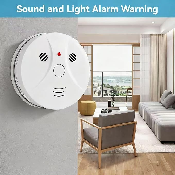 4 Pack Smoke Detector Fire Alarms Battery Operated with Photoelectric Sensor and Silence Button, Travel Portable
