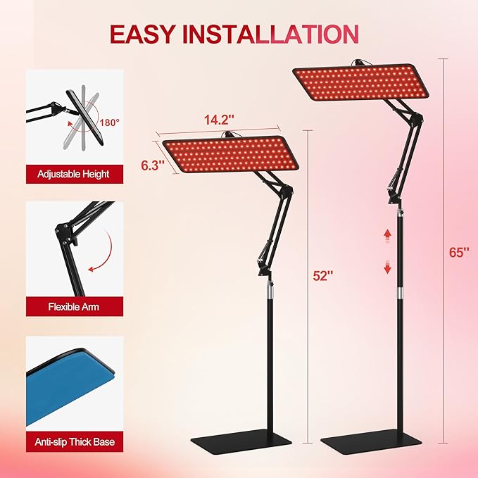 Morfone Red Light Therapy Lamp with Wireless Magnetic Remote - 660nm 850nm 940nm 3 in 1 Red Infrared Light Therapy Lamp with Stand with Large Panel, Therapy Device at Home, Gift for Women