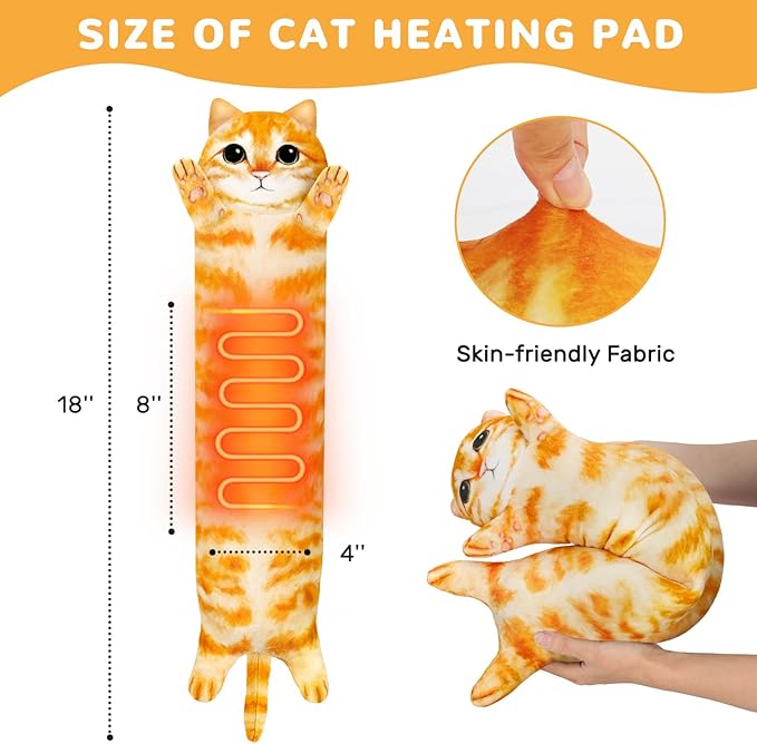 Cat Heating Pad for Period Cramps Menstrual Pain Relief, Portable Electric Heat Pads USB Powered, Cute Stuff Stuffed Animals Funny Gifts for Women Teen Girls s Cat Lovers Birthday Easter Christmas