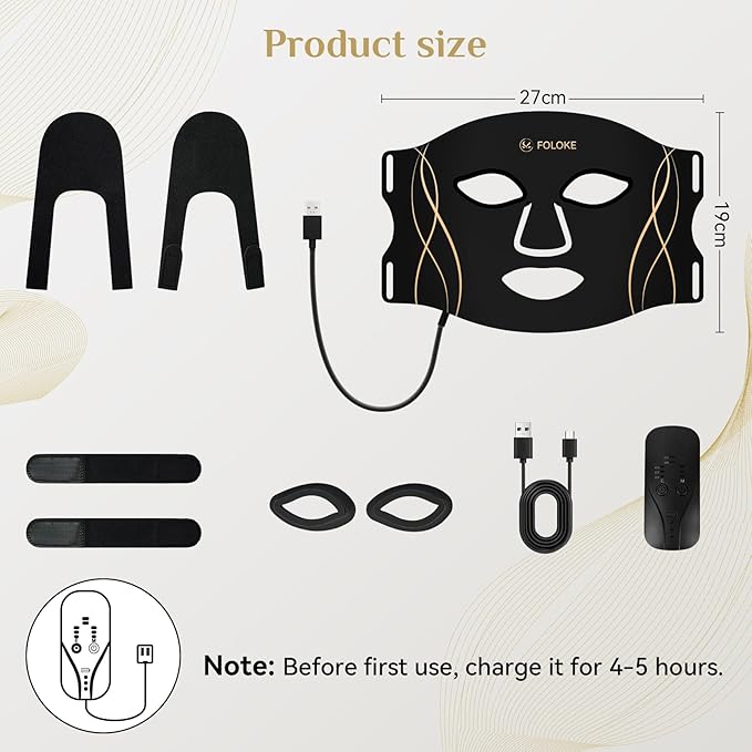 LED Light Therapy Mask Skin Care Mask, LED Red 630±5nm & NIR 830nm Wavelength for Home Use(TAN)