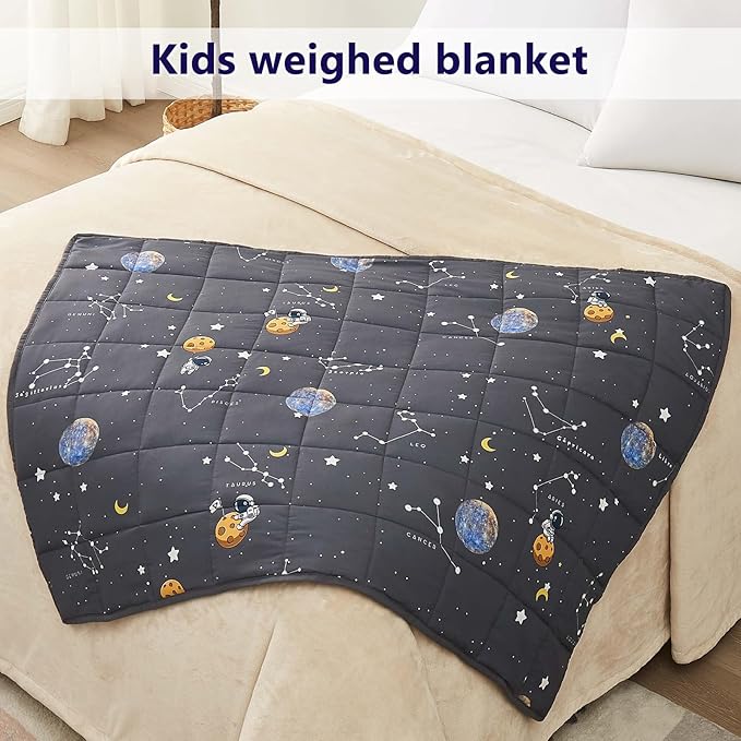 anfie Weighted Blanket for Kids (48"x72" 10lbs),Weighted Blanket Cooling Blanket for Sleeping,Throw Size Breathable Blanket with Premium Glass Bead(Space Grey)