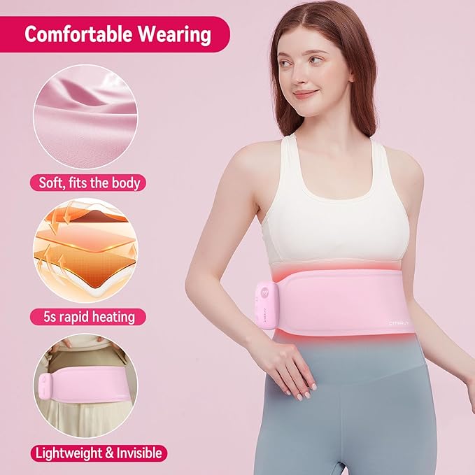 Upgrade Portable Heating Pad for Period Cramps, 5000mAh Portable Cordless Menstrual Heating Pad, Heating Pads for Neck, Back, Shoulder, Gift for Women Girls