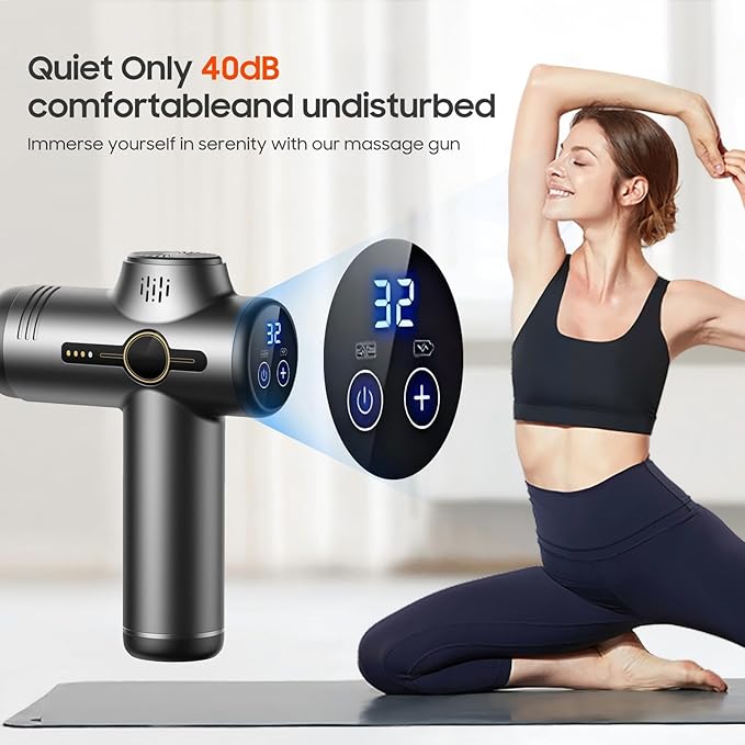 Massage Gun with Heat, Compact Handheld Massager for Home, Office & Gym, Mini Massage Gun with 7 Massage Heads, Quiet and Portable