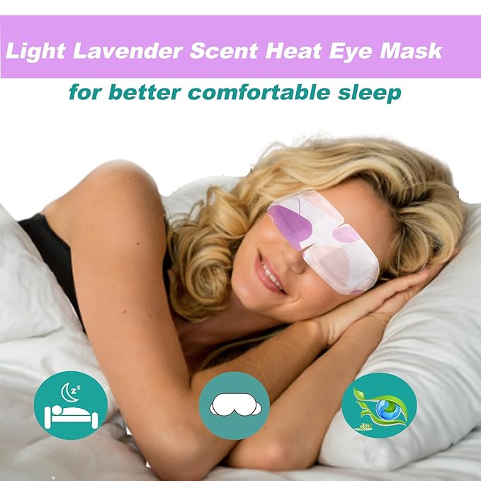 50 Packs Steam Eye Mask for Dry Eyes, Self Heated Warm Compress, Lavender Scented, Hypoallergenic, Nonwoven Fabric, Sleep Mask