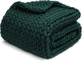 YnM Knitted Weighted Blanket, Handmade Chunky Knitted Design, Soft and Cozy, Temperature Regulating and Breathable, Machine Washable Throw for Sleep or Home Decor (Pacific Green, 50x60 Inch, 10lbs)