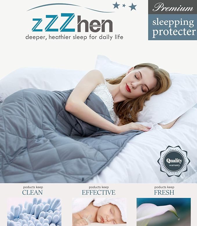 ZZZhen Weighted Blanket - High Breath - 60''80'' 20LBs - Quality Heavy Blankets - Sleeping for Adult, Durable Quilts Grey, 60''80'' 20LB