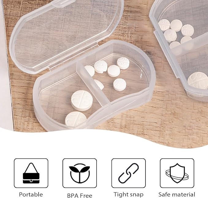 24PCS Pill Case Organizer Pocket Small Pill Holder, Daily AM & PM containers, Medicine Holder, Ideal for Medication, Vitamin, Supplement, Perfect for Travel, Ideal for Purse