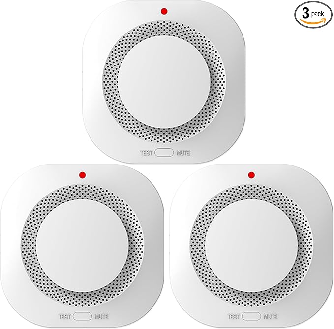 Photoelectric Smoke Detector Fire Alarm, Battery Operated, Smoke Alarm with Test Button & Low Battery Signal, LED Warning Light, 85-Decibel Alarm Sound, Easy Installation for Living Rooms and Bedrooms