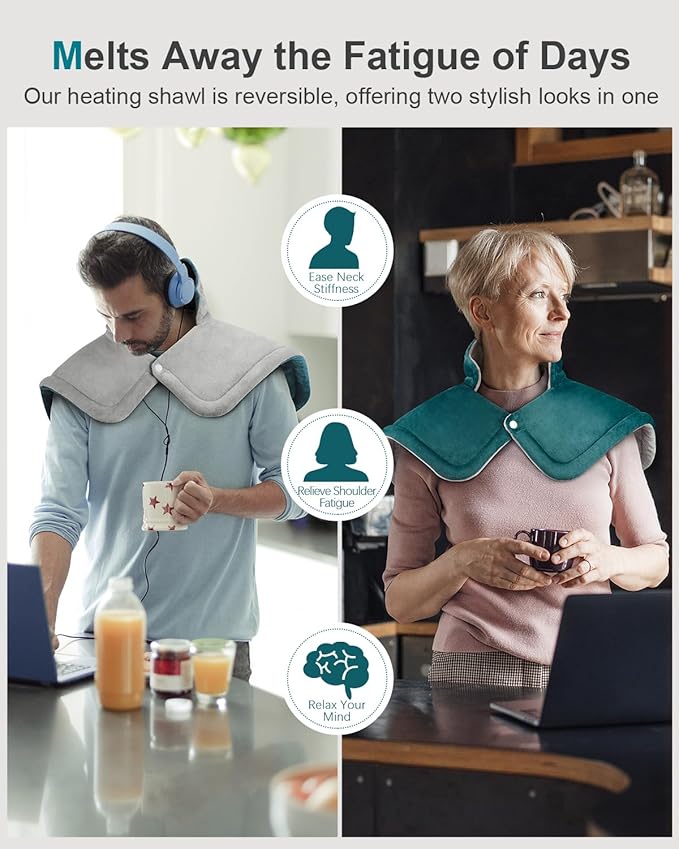 Weighted Heating Pad for Neck Shoulders Back, Upgraded PTC+NTC Even Heating, Versatile Electric Heated Neck Wrap for Full-Body Relax, Birthday Gifts for Women Men, Mothers Day Gifts for Mom Wife
