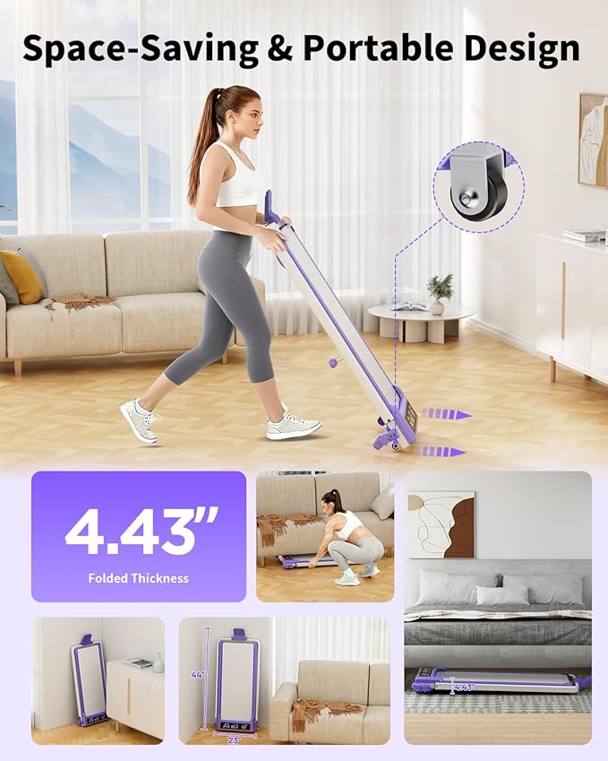 Foldable Treadmill with 10% Incline, 3.5HP Low Noise Walking Pad Treadmill with Handle Bar, Rayspace 4 in 1 Portable Under Desk Treadmills for Home/Office, 350 Lbs Capacity, APP & Remote Control