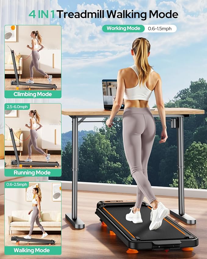 Walking Pad with 10% Incline & Handle Bar, Low Noise Walking Pad Treadmill for Home Small, Upgrade 3.5HP Treadmill with Incline, 4 in 1 Portable Compact Walking Pad with Incline/APP 350lbs