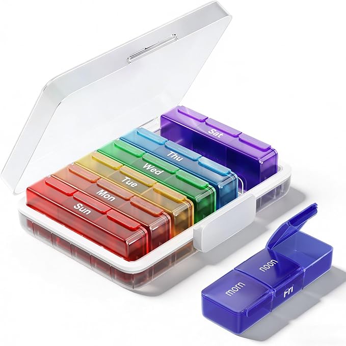 Pill Organizer 3 Times a Day, Daily Pill Box 7 Day, Weekly Cases Medicine Organizers to Hold Vitamins and Medication