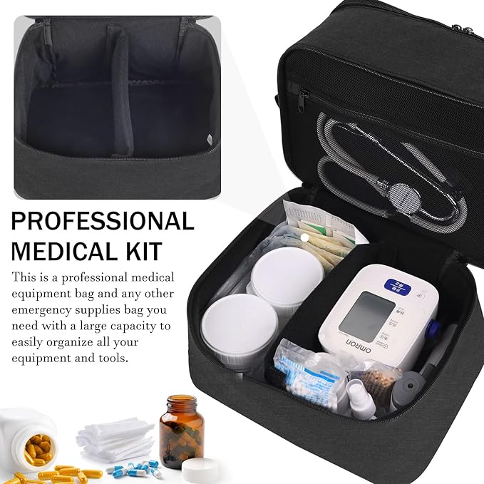 Pill Bottle Organizer Medicine Bag Medication Storage Organization Medicine Travel Carrying Case Home Health Aid Bags with Shoulder Strap （Bag Only）