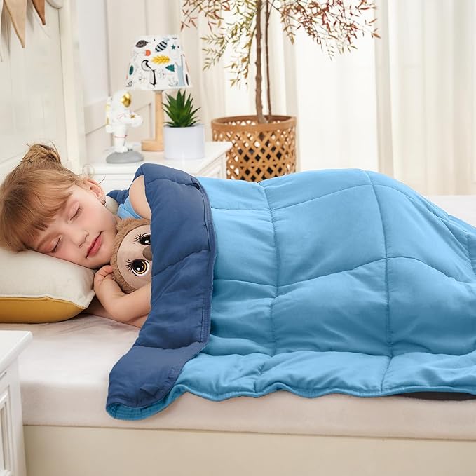 yescool Blue Weighted Blanket 10 Pounds Twin Cooling Weighted Lap Blanket, Heavy Blankets for Sleeping, Weighted Throw Blanket Gifts for 80-110lbs, 40" x60