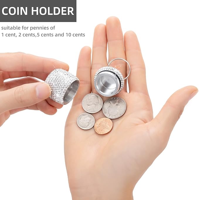 Pill Keychain Container Waterproof Portable Small Pill Box Case Ring Holder for Jewelry Keychain Medicine Holder Bling Medicine Organizer for Vitamin Supplement(Silver)