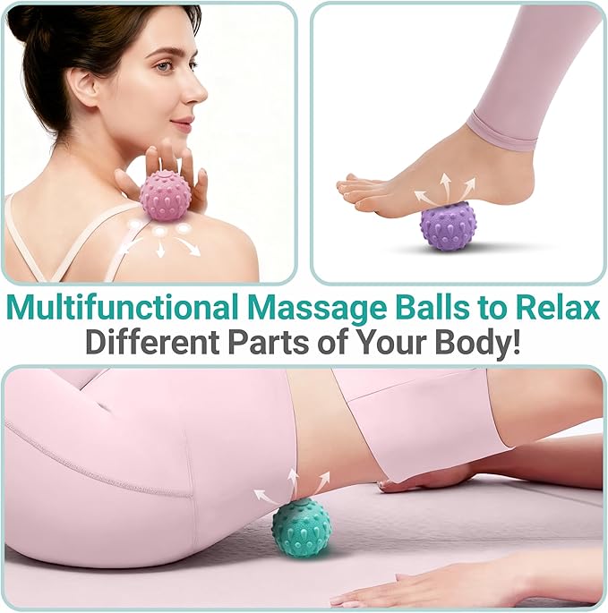 Foot Massage Mat with Two Massage Balls, 5-Zone Acupressure & Reflexology Mat for Various Stimulation, Portable Pressure Point Pad for Feet Relaxation, Pain, Fatigue Relief((Lake Blue)