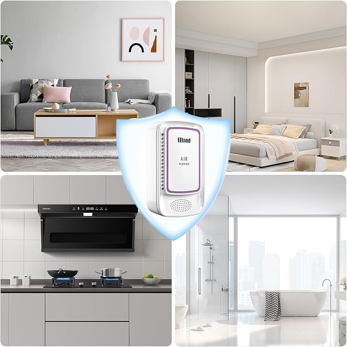 Air Ionizer for Home - Plug In Negative Ion Generator, Quiet Filterless Air Cleaner for Bedroom, Bathroom, Office & Kitchen, Compact Air Freshener for Smoke, Dust and Pet Odors