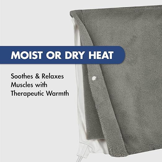 TheraCare Deluxe Heating Pad | Moist & Dry Heat | Four-Heat Settings | Sore Muscles | Soothing Warm Relief | Personal Size 12” x 15” | Safe, Automatic Shut Off