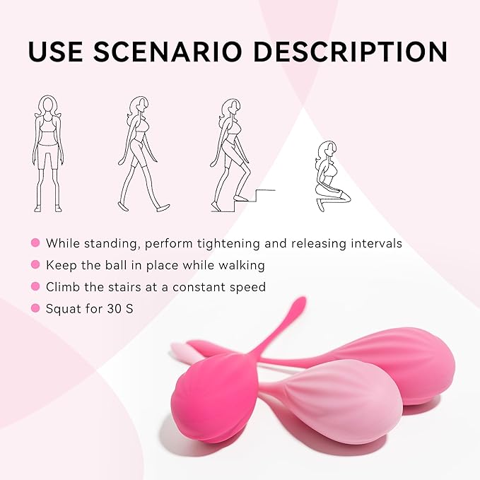 Pelvic Floor Training Weights Set for Women – 3 Level Kegel Exercise Balls for Postpartum Recovery & Bladder Support, Soft Silicone Wellness Gift