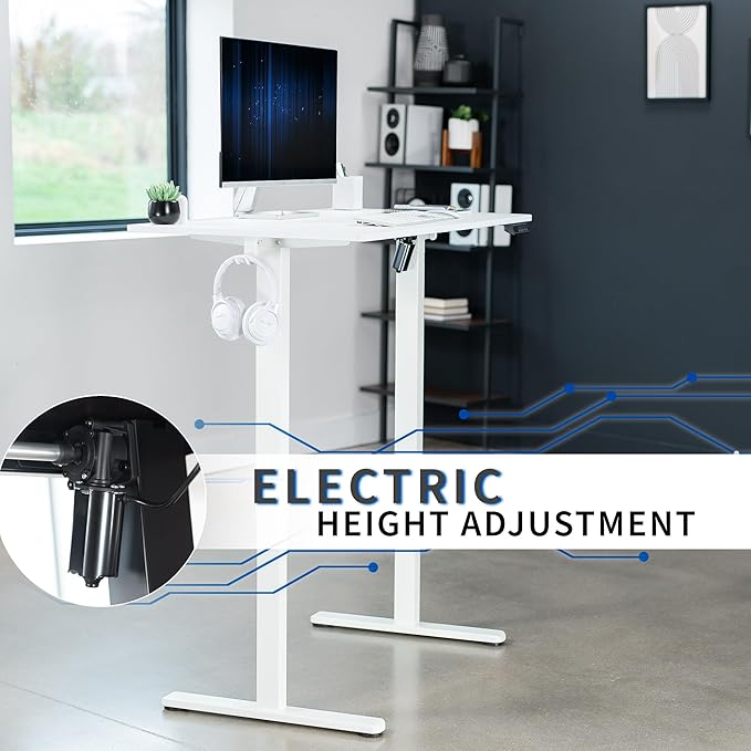 VIVO Electric 44 x 24 in Standing Desk, Memory Height Adjustment, White Top White Frame, DESK-E144W