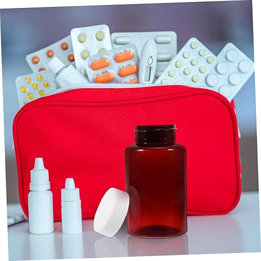 12Pcs Empty Pill Storage Bottles with Sealing Caps Portable Plastic Medicine Containers for Travel Amber Pill Bottles with Caps for Organizing Medications