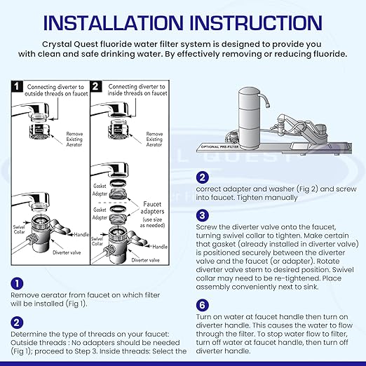Fluoride Removal | Smart Classic Countertop Water Filter System | White | Crystal Quest