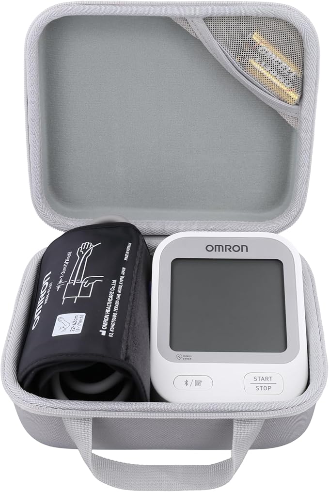 co2CREA Hard Case for OMRON Silver Upper Arm Blood Pressure Monitor BP5255, Mesh Pocket for Other Small Accessories (CASE ONLY)