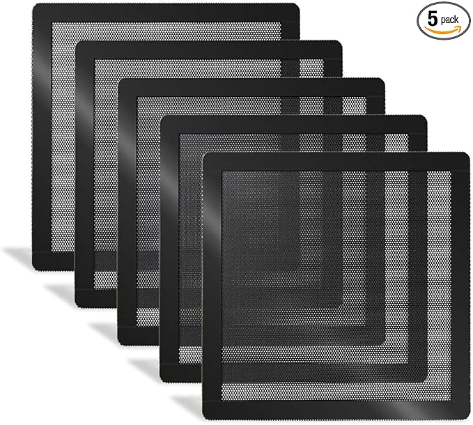120mm 140mm PC Fan Dust Filter Magnetic Frame Computer Fan Grills Black Dust Mesh PC Cooler Filter Screen Dustproof Case Covers 5 Pack (140 * 140mm)