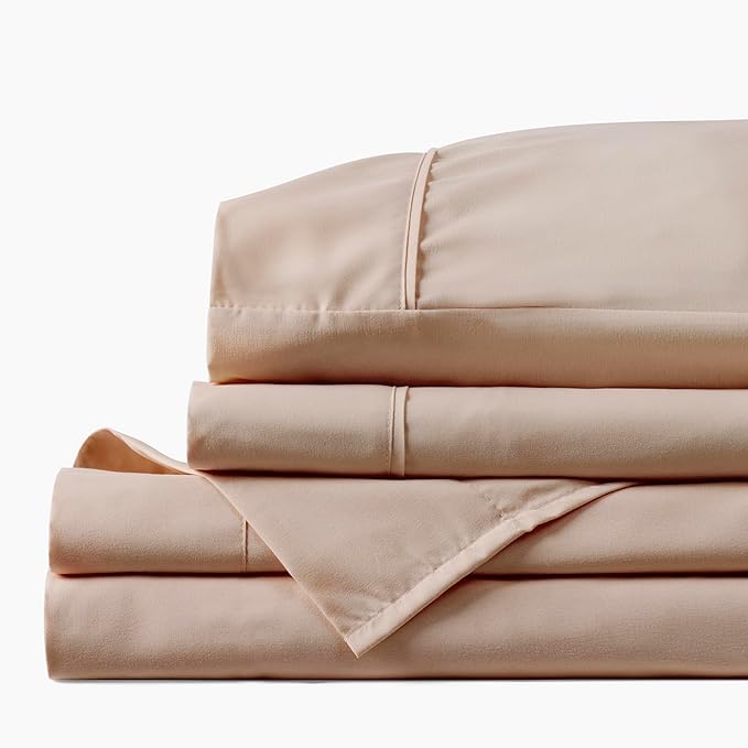 PeachSkinSheets Cooling Bed Sheets for Hot Sleepers - Ultra-Soft Breathable Luxury Microfiber Sheet Set, Moisture-Wicking, Deep Pocket, Oeko-TEX® (California King, Toasted Marshmallow)