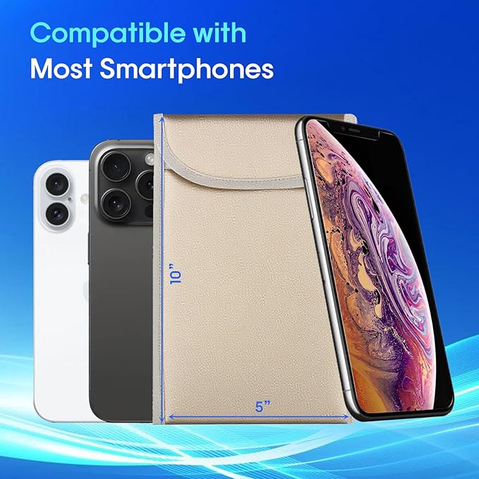 2PCs Security EMF/EMP/RF Shield Faraday Cell Phone Sleeve, Signal Block Pouch 5G Protection RFID GPS RFID Privacy Smartphone Anti-Tracking & Data Privacy, Electronic Device Security Wallet Bag Silver