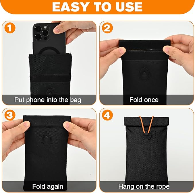 go Dark Faraday Bags for Phones & Pouch for Key Fob (2-Pack) – Signal Blocking Faraday Bag Set with Card Slots, RFID Blocking Case for Privacy Protection Black