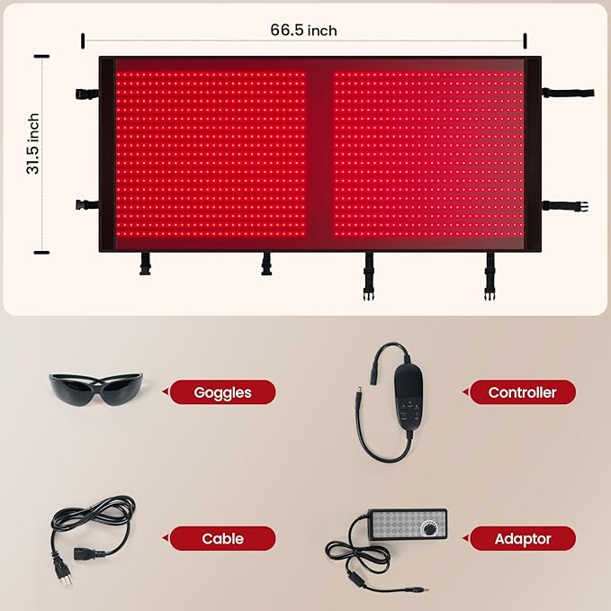 nalax Red-Light Therapy Mat for Body: 66.5''X31.5'' Foldable Infrared Red Light Therapy Pad with 90min Timer Setting - 660nm & 850nm Home Light Therapy for Neck Back Legs Knee Recovery with 1140 LEDs