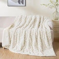 Uttermara Weighted Blanket for Adults Queen Size 15lbs 60x80 inches, Dual Sided Soft Jacquard Sherpa Weighted Blankets, Thick Heavy Blanket for Sleeping and Calming, Cream White