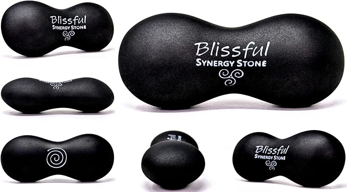 Blissful (Basalt Black)(Set of 2) Synergy Stone - Contoured Hot Stone Massage Tools - Deep Heat for Muscle Tension Relief - Relaxing and Therapeutic - Matte Surface for on Skin with Oil only
