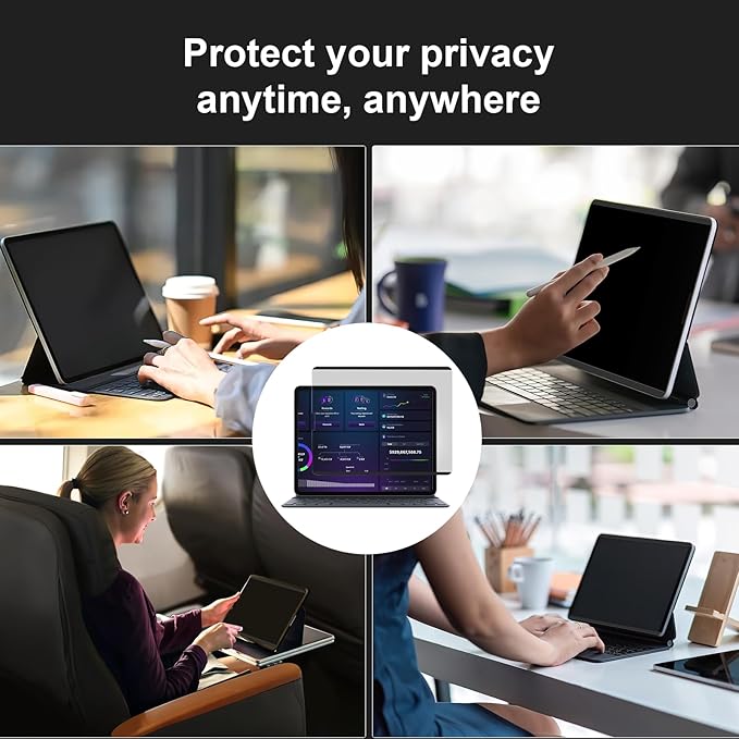 IPROKKO Magnetic Privacy Screen Protector Compatible With iPad Pro 13 Inch M4 M5 (2024 2025, 7th 8th), Removable Anti Blue Light Glare Spy Private Filter Black Security Screen Cover for School Office Cafe