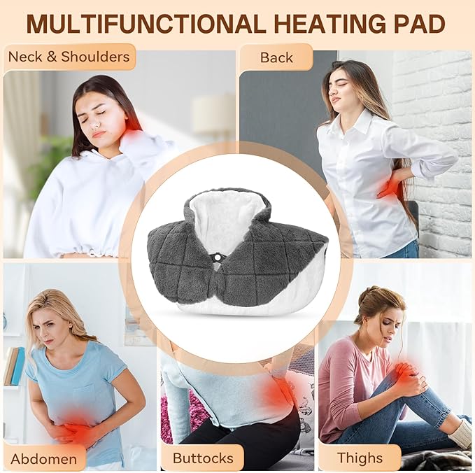 Heating Pad for Neck and Shoulders Pain Relief, XHBDXDP Weighted Neck Heating Pads, 24 x 20″ Neck Heating Pad with Tourmaline Beads, 5 Heat Settings, 4 Auto-Off, Gift for Women