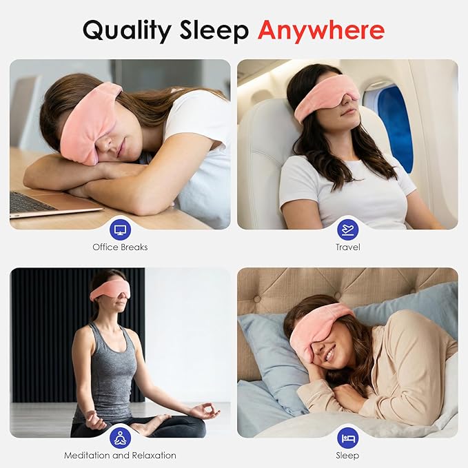 Akakios Heated Eye Mask for Dry Eyes, Microwavable Moist Heat Eye Masks Warm Compress for Dark Circles and Puffiness, Relief Stye Treatment, with Washable Cover(Pink)